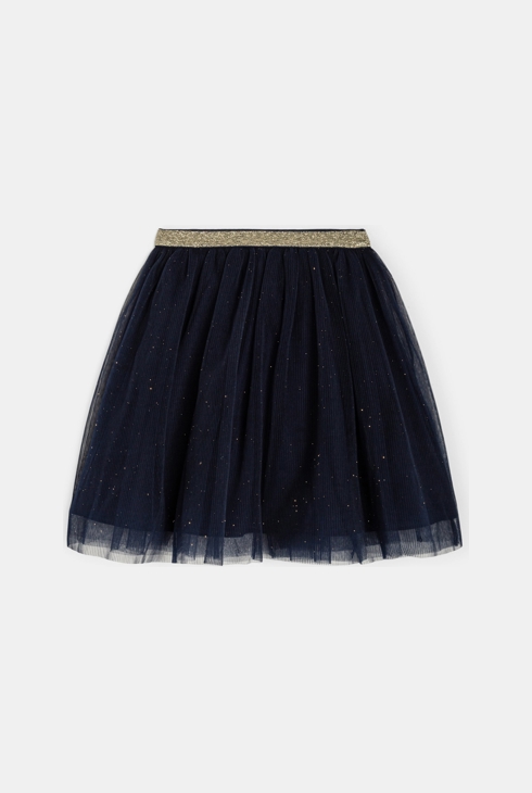 Jupe en tulle plissé bleu pailleté Fille