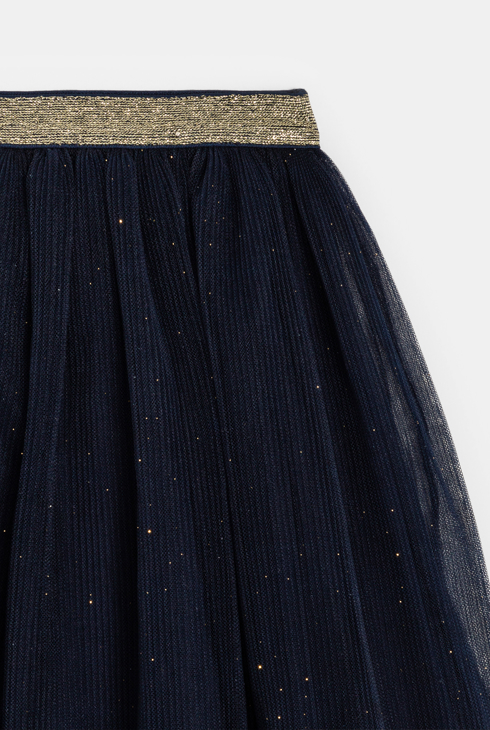 Jupe en tulle plissé bleu pailleté Fille