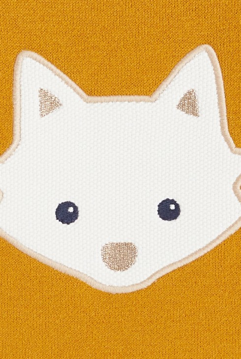 Rumen puli iz pletiva z vezenino živali za dojenčice 2