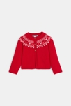 Gilet maille tricot jacquard rouge bébé fille