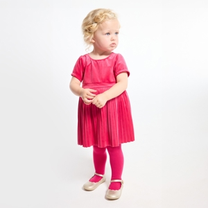 Robe de fête velours plissée rouge bébé fille 1