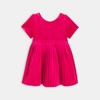 Robe de fête velours plissée rouge bébé fille