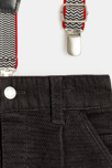 Pantalon velours fantaisie à bretelles amovibles gris bébé garçon 3