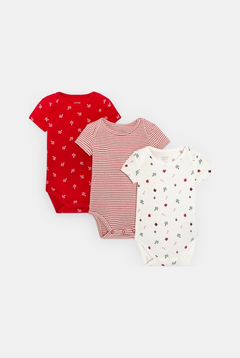 Bodys mit kurzen Ärmeln und US-Kragen rot (3er-Pack) Baby Jungen oder Mädchen 1