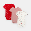 Body manches courtes col US rouge bébé mixte (lot de 3)