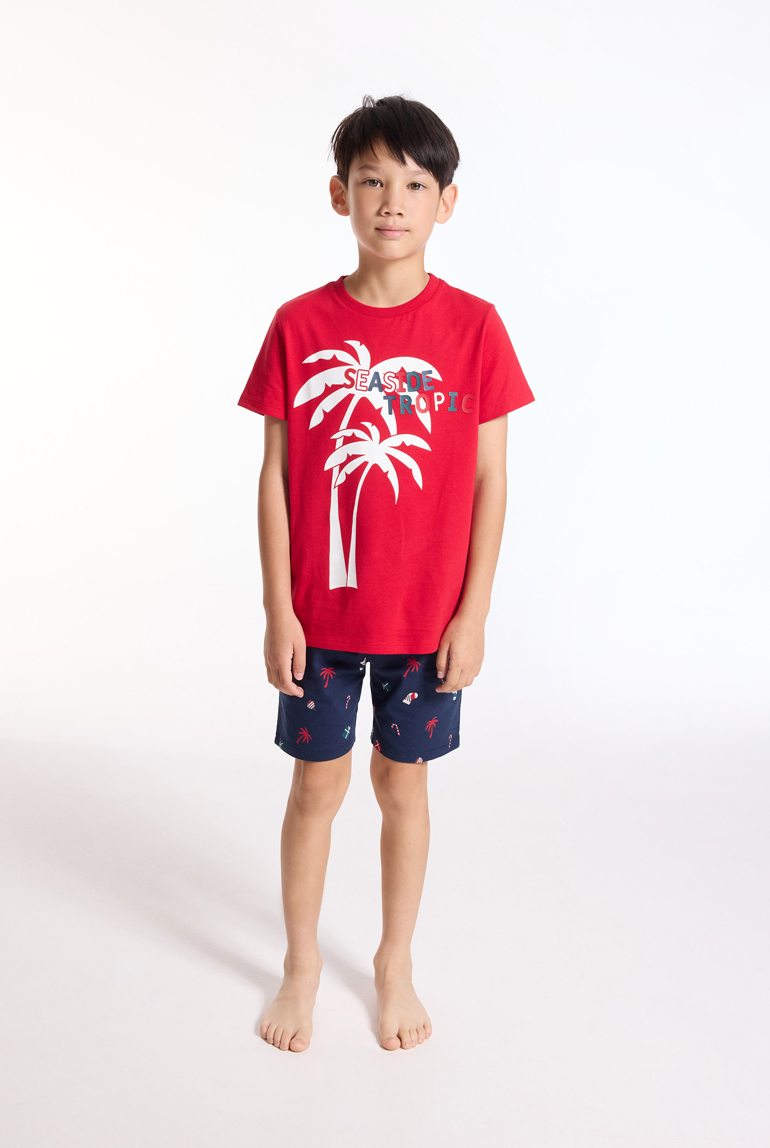 Pyjashort de Noël rouge Garçon 1