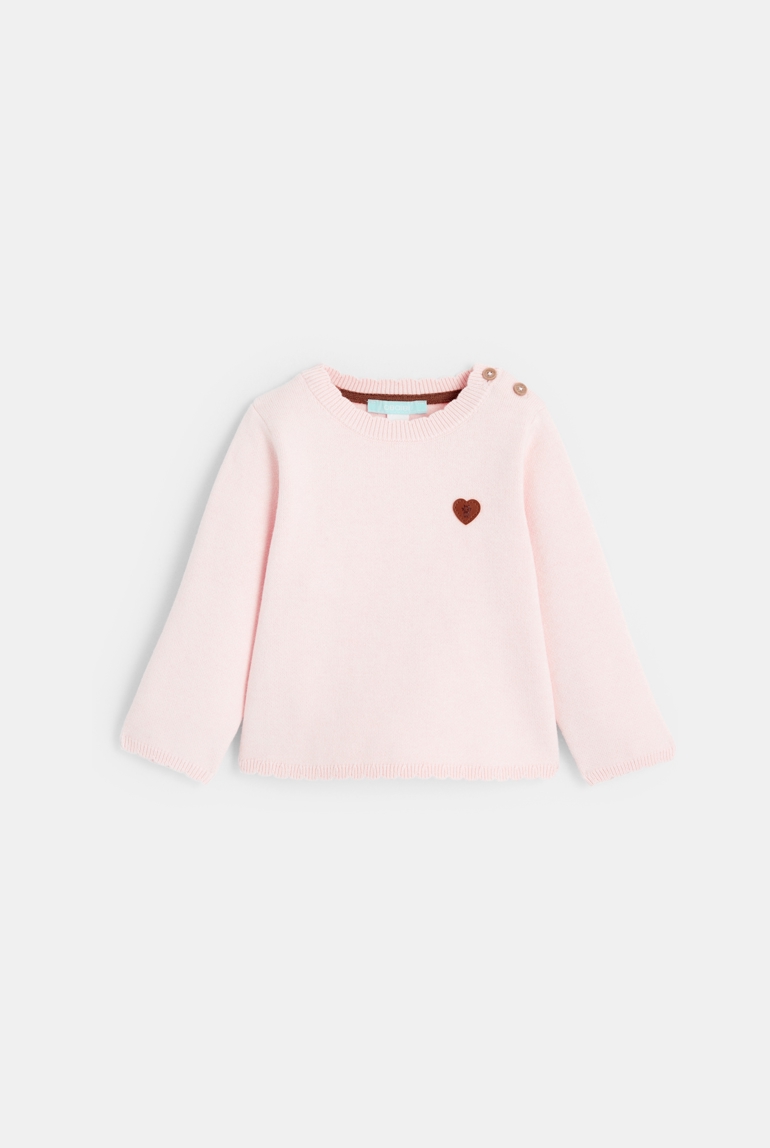 Jersey de punto con cuello festoneado rosa para bebé niña 1