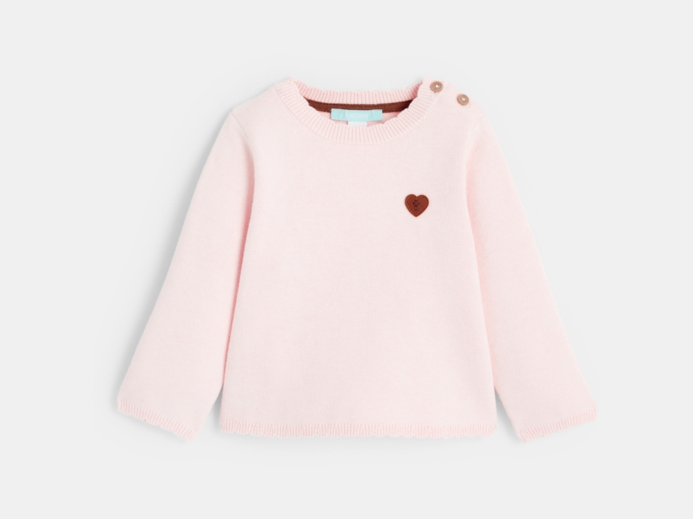 Sweter z dzianiny z ozdobnym kołnierzykiem różowy niemowlę dziewczynka 1