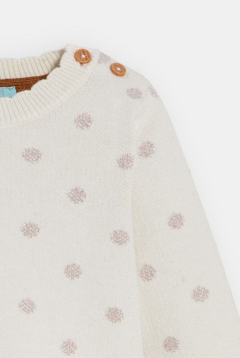 Weißer Strickpullover mit festoniertem Kragen Kleinkind Mädchen