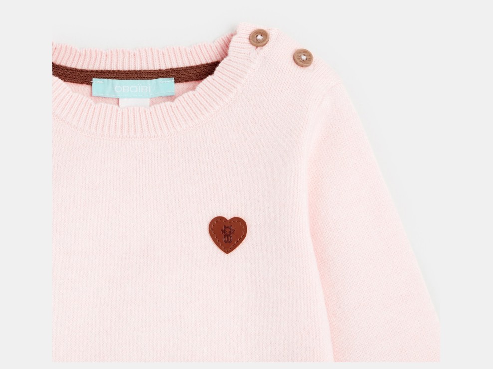 Roze gebreide trui met golvend kraagje voor babymeisjes 2