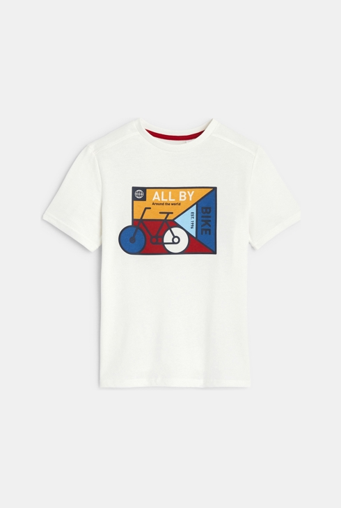 T-Shirt mit Fahrradmotiv Weiß Jungen 1