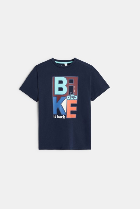 T-shirt con motivo bici blu bambino 1