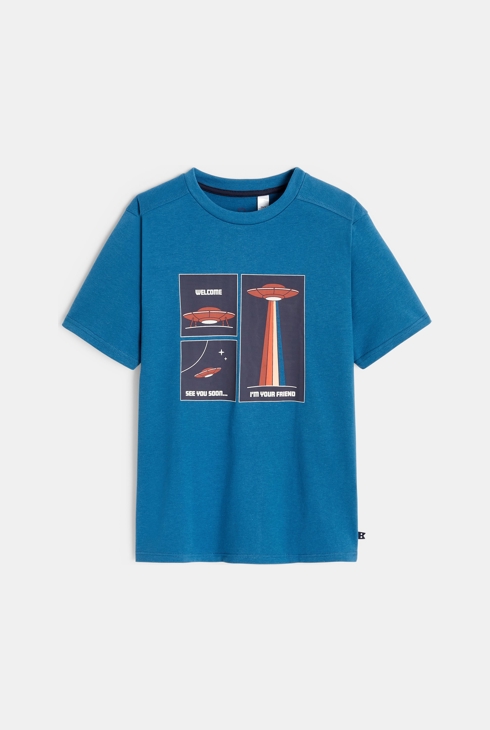 T-Shirt mit Science-Fiction-Motiv Blau Jungen 1