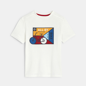 Boys' white bicycle T-shirt 1