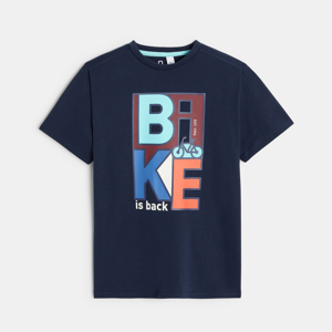 Boys' blue bicycle motif T-shirt 1