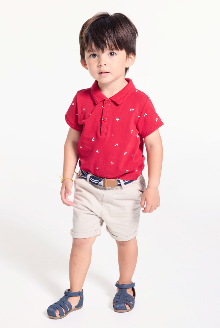 Chemise imprimée coton rouge bébé garçon 1