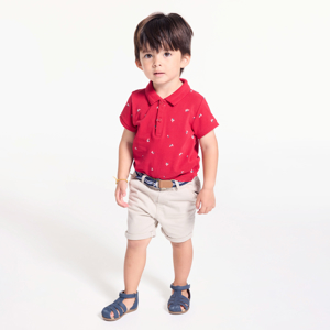 Baby boy’s red cotton printed shirt 1