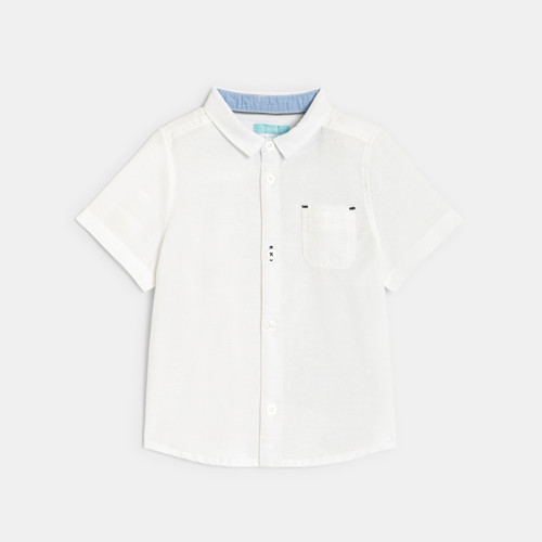 Chemise Courte En Coton Et Lin Blanc Bébé Garçon - Blanc - 23M - OBAIBI