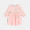 Robe bi-matière velours et tulle rose bébé fille