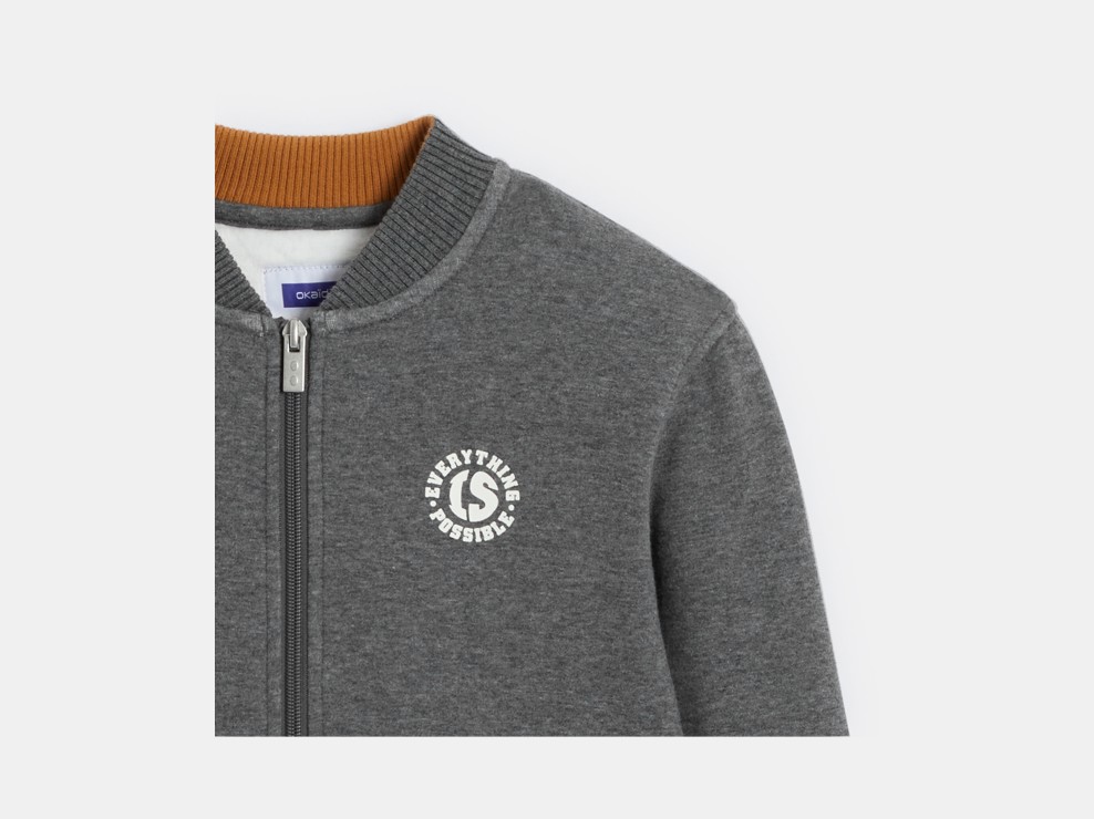 Sweat teddy zippé gris Garçon 2