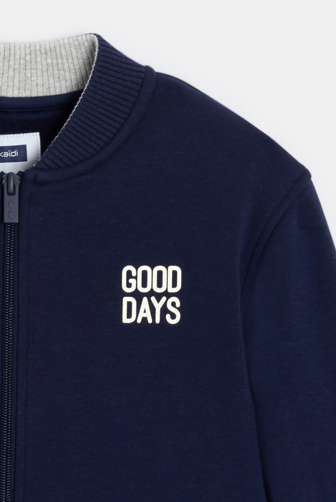 Sweat teddy zippé bleu marine Garçon