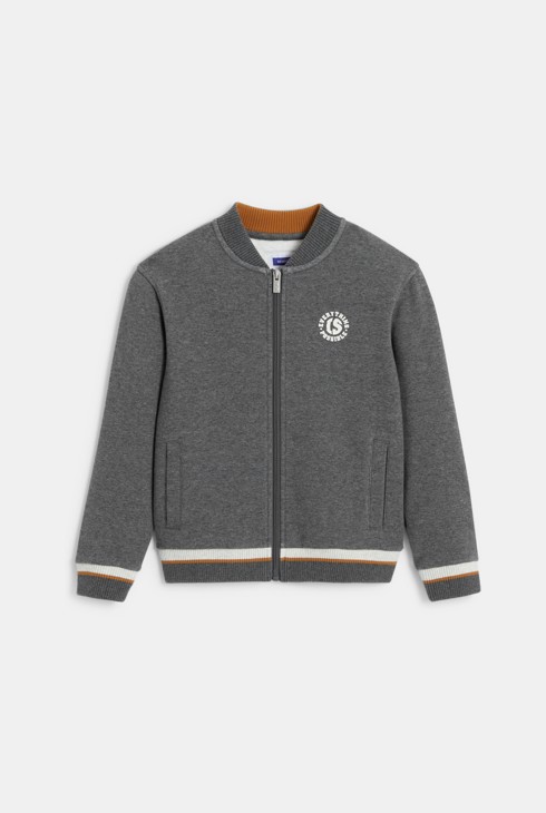 Felpa stile college con cerniera grigia per bambino 1