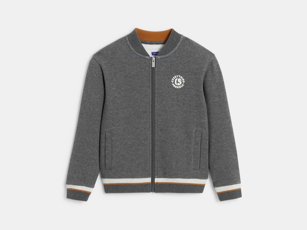 Graues College-Sweatshirt mit Reißverschluss für Jungen 2