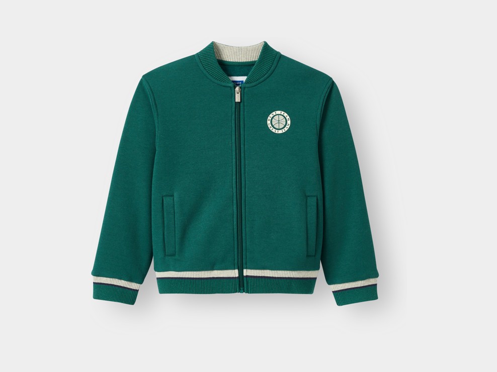 Grünes Sweatshirt mit Reißverschluss aus Fleece für Jungen 1