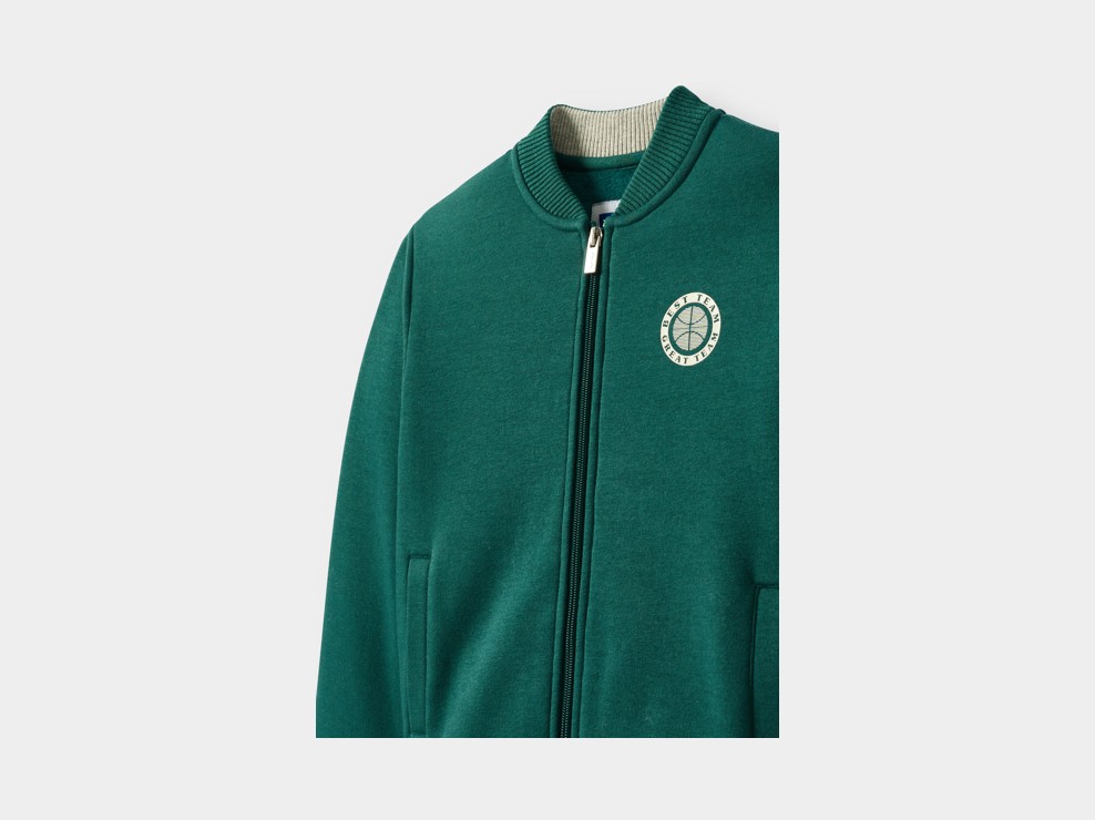Grünes Sweatshirt mit Reißverschluss aus Fleece für Jungen 2