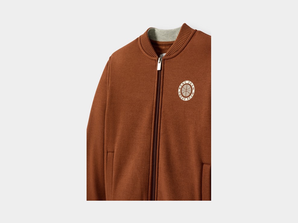 Sweat zippé molleton marron garçon 2