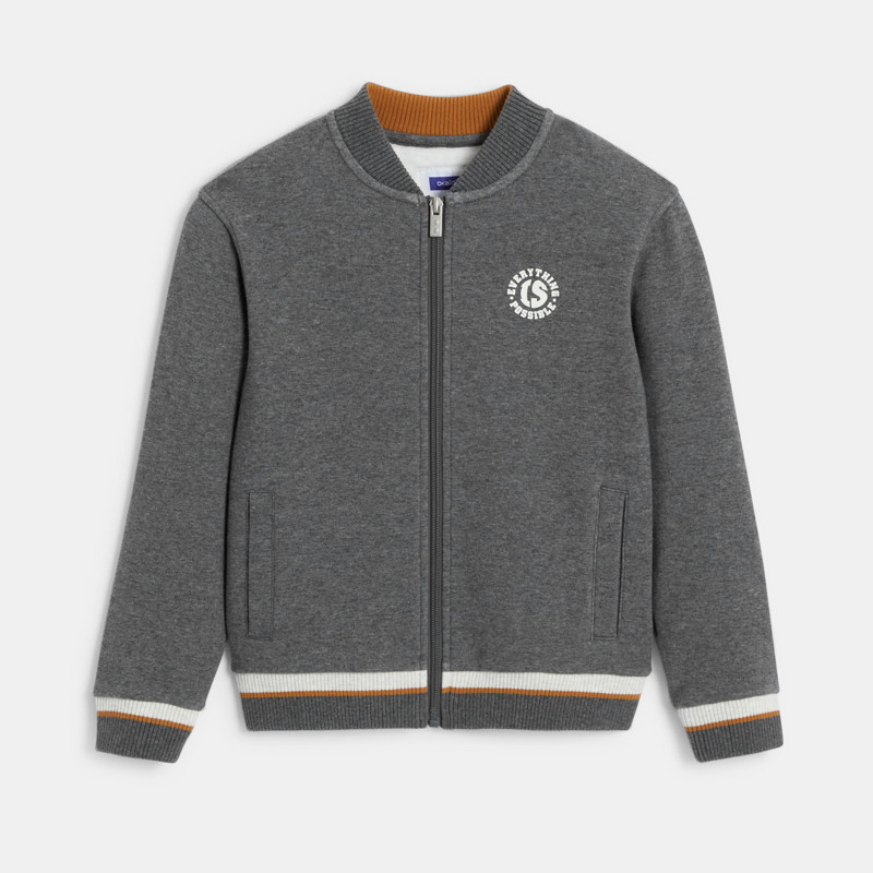 Graues College-Sweatshirt mit Reißverschluss für Jungen