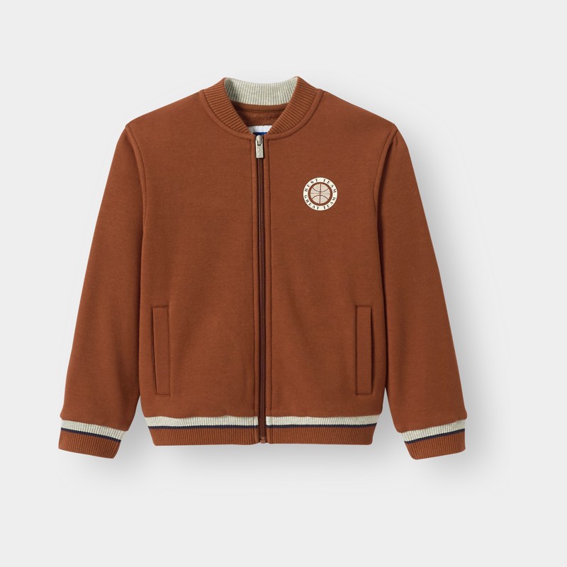 Bruin fleece-sweatshirt met rits voor jongens