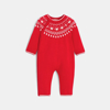 Combinaison longue maille tricot rouge bébé mixte