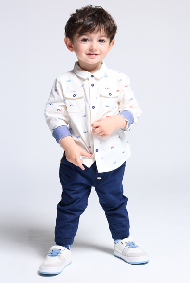 Chemise velours côtelé baleine blanc bébé garçon