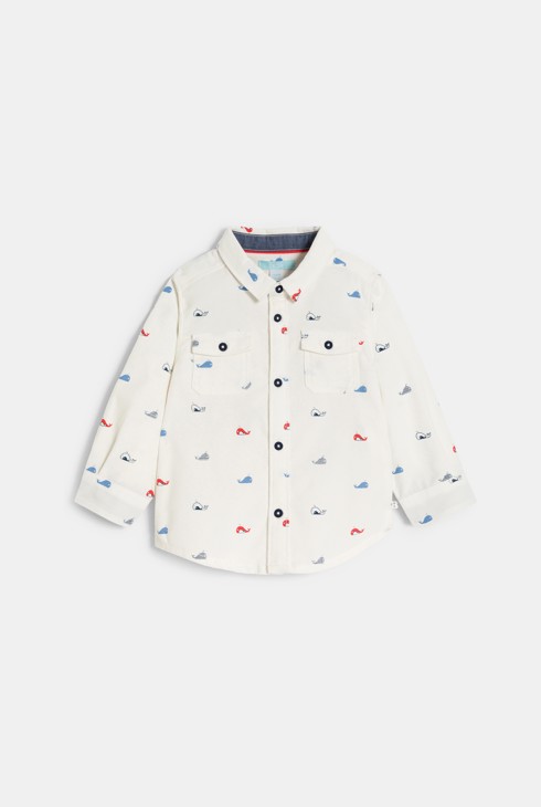Chemise velours côtelé baleine blanc bébé garçon 1