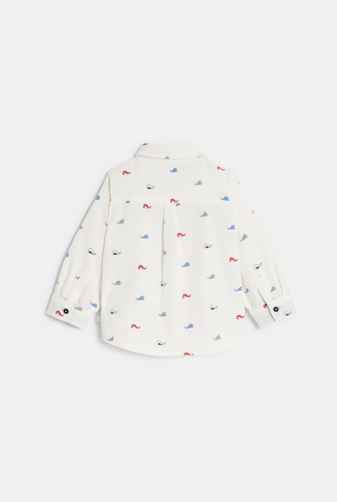 Chemise velours côtelé baleine blanc bébé garçon