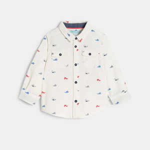 Chemise velours côtelé baleine blanc bébé garçon 1