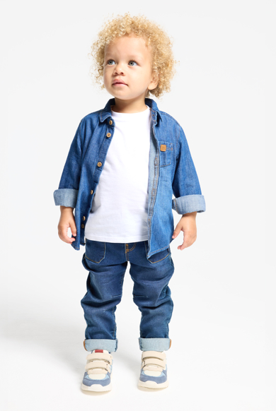 Chemise denim bleu stone bébé garçons