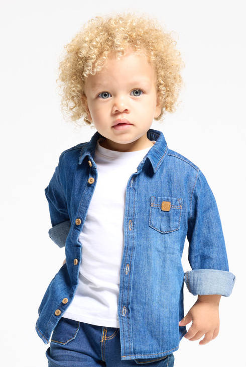 Chemise denim bleu stone bébé garçons 2