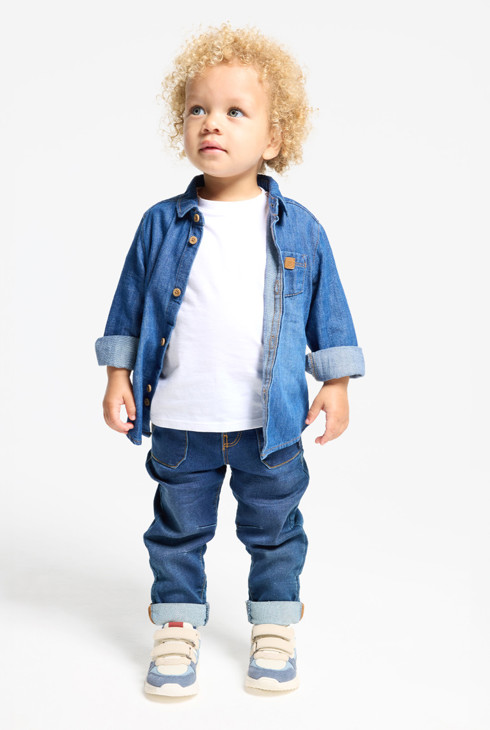 Chemise denim bleu stone bébé garçons 2