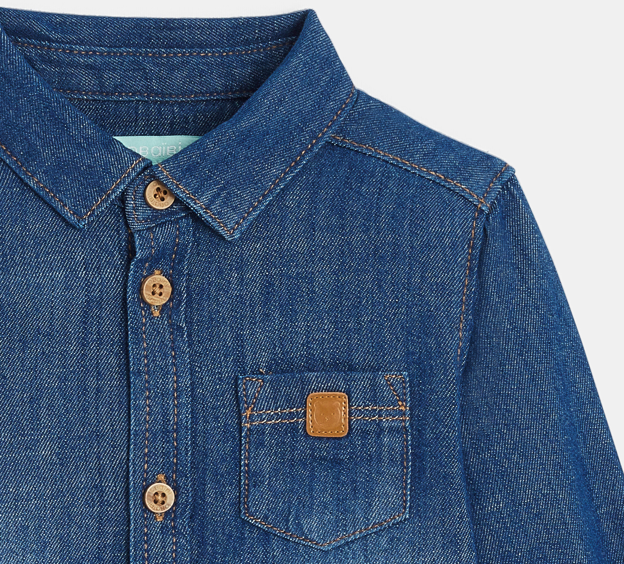 Chemise denim bleu stone bébé garçons