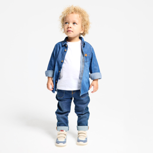 Baby boy's blue denim stone washed shirt 1