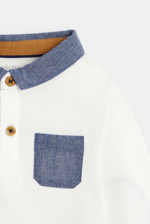 Poloshirt aus Piqué-Strick weiß Baby Jungen