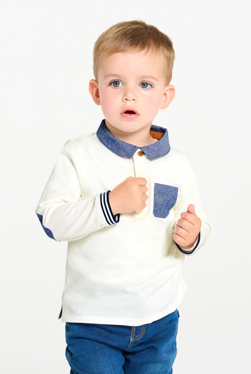 Poloshirt aus Piqué-Strick weiß Baby Jungen 1