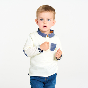 Polo maille piquée blanc bébé garçon 1