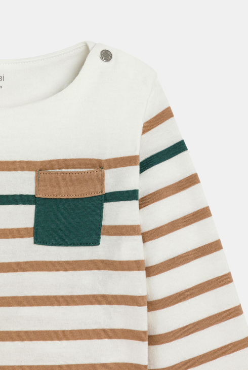 Gestreiftes Matrosenshirt in Beige für kleine Jungs