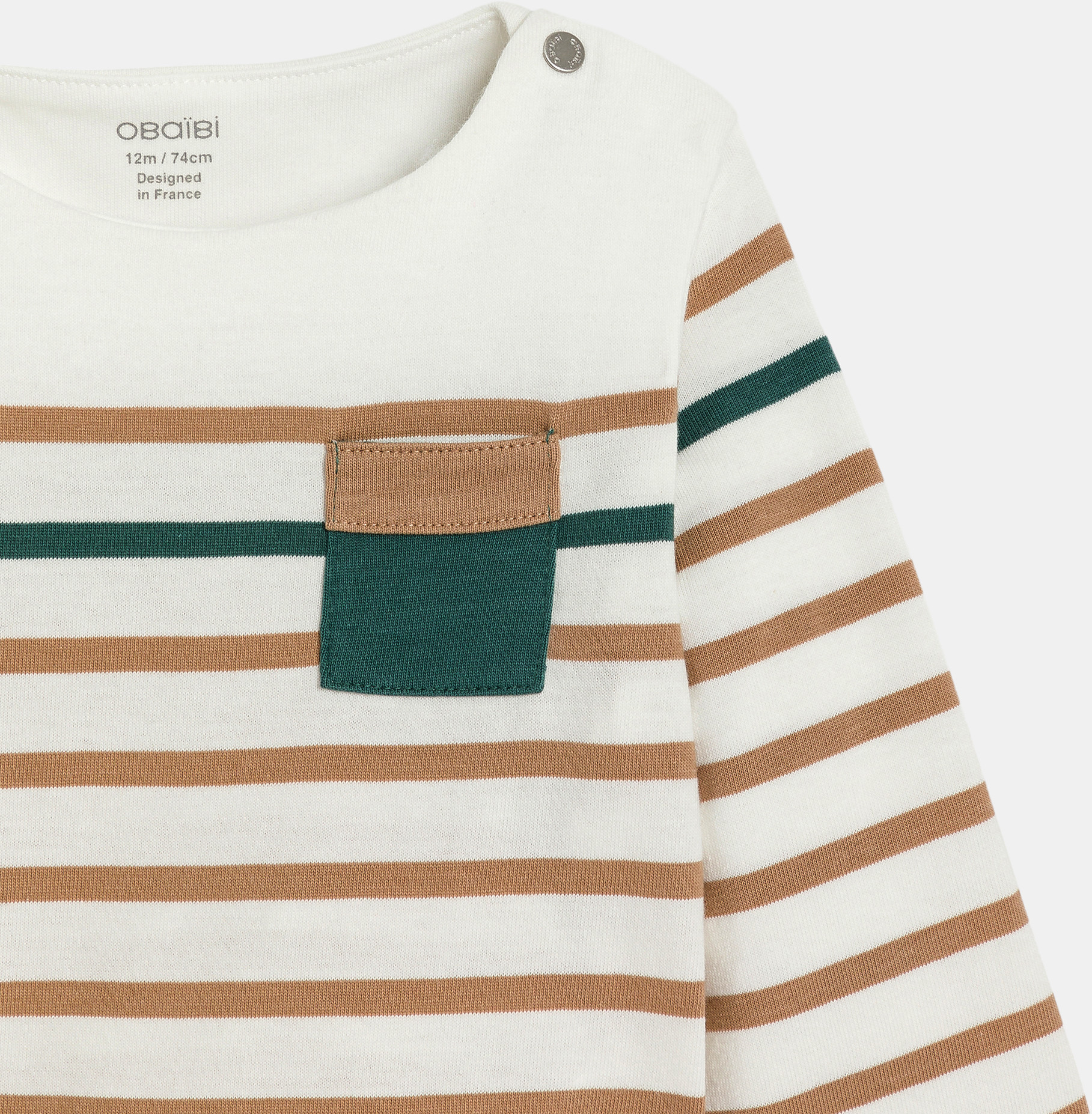 Marinière rayée beige bébé garçon 2