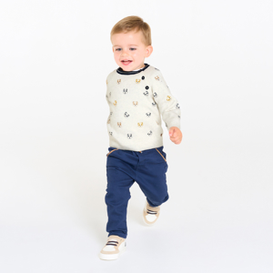 Baby boy's white panda knit jumper 1