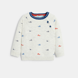 Baby boy's grey knitted jumper with whales on 1