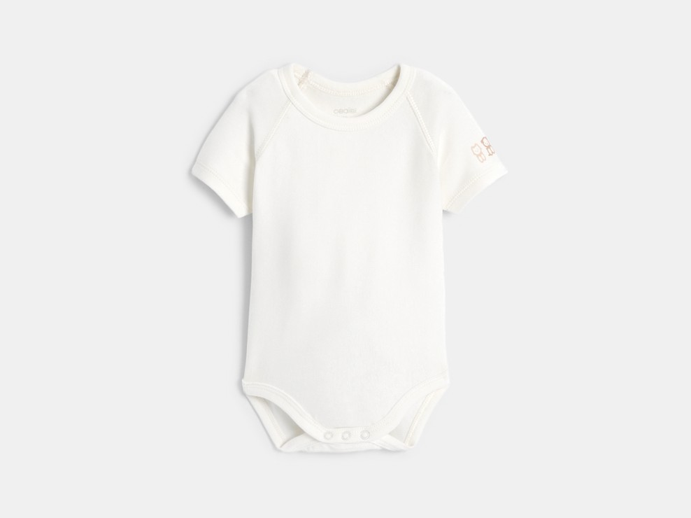 Body in cotone elasticizzato bianco unisex per neonato 0-24 mesi 1